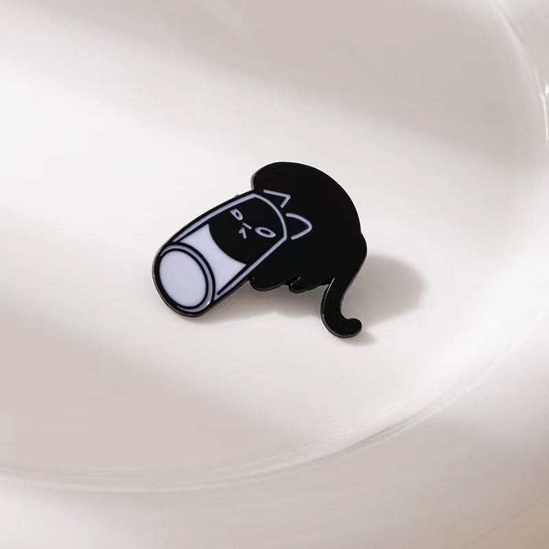 Wholesale Cartoon Little Black Cat Black Kitten Brooch