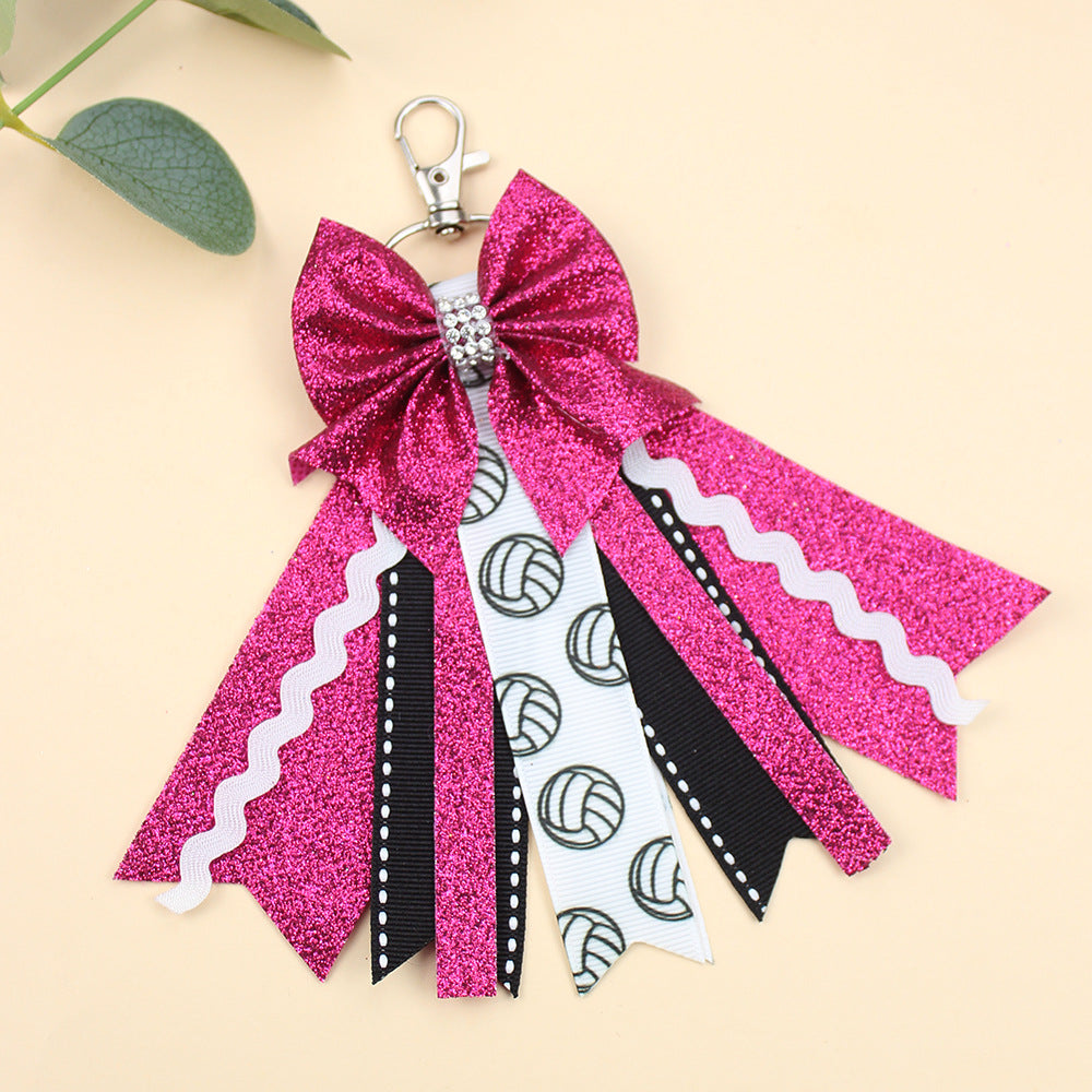 Wholesale Sports Youth Cheerleader Bow Lanyard Ribbon Keychains