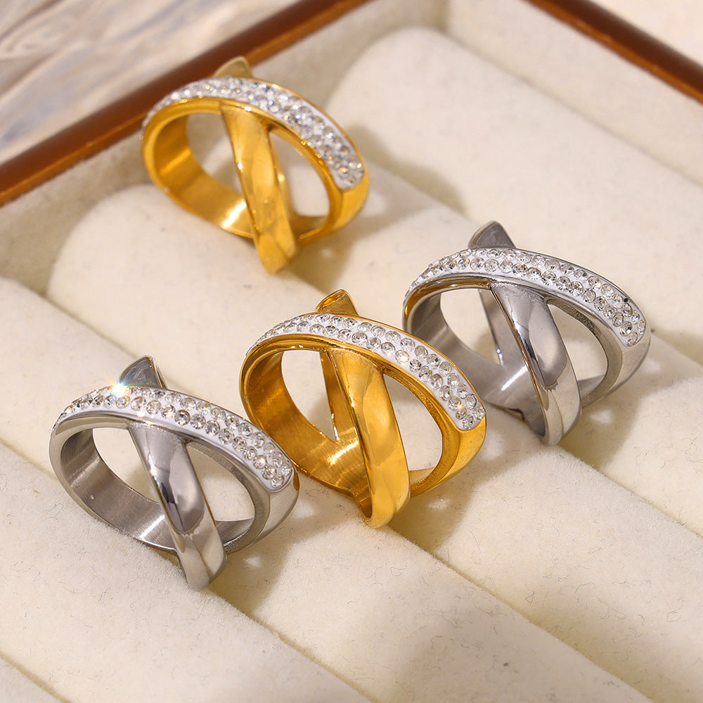 Wholesale simple personality diamond irregular design titanium steel plated ring