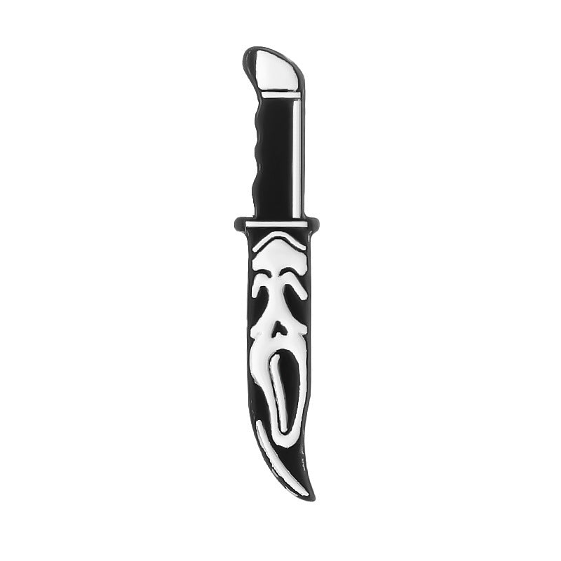 Wholesale Black and White Knife-Shaped Alloy Brooch Pin Punk Gothic Fashion Accessory for Couples Boutique Gift