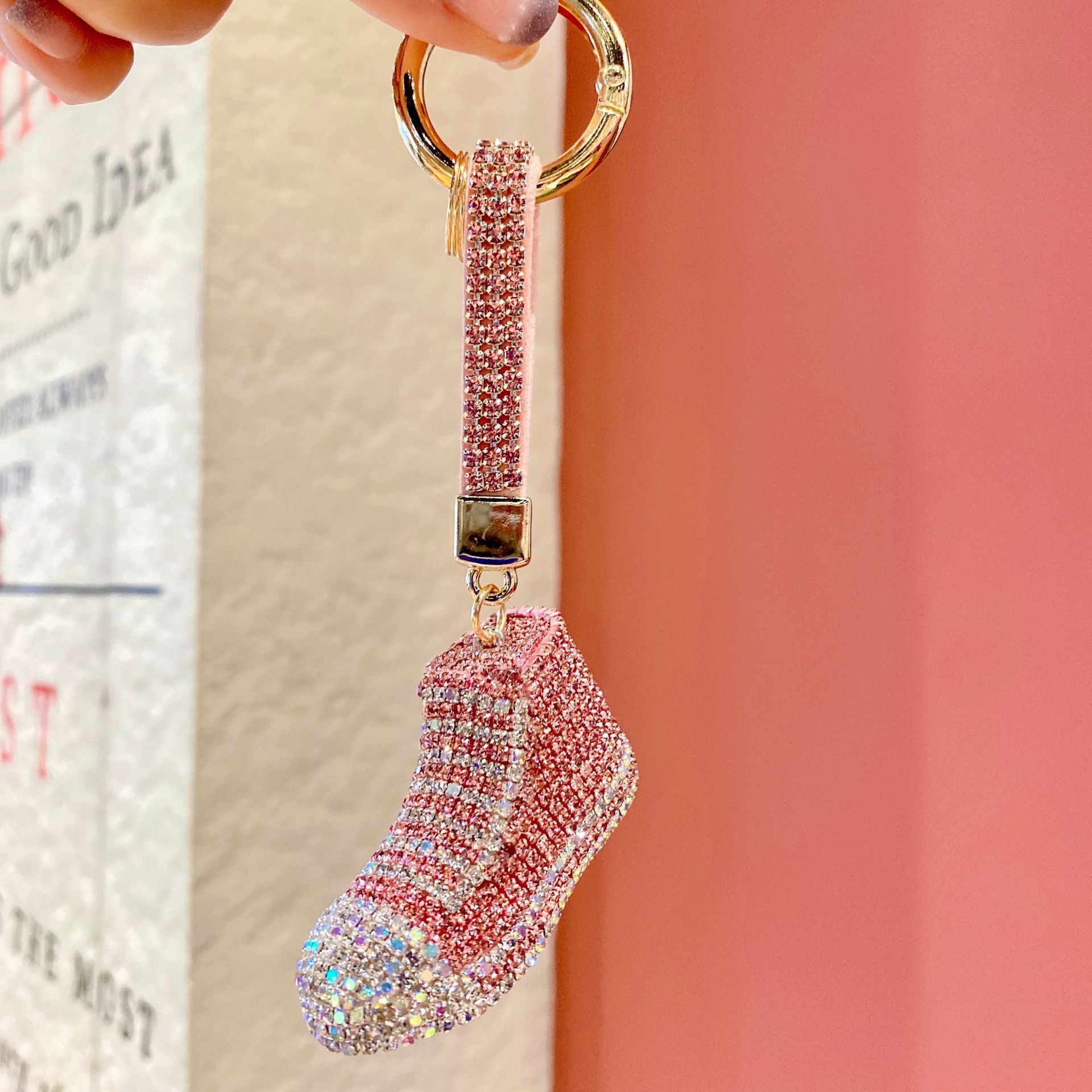 Wholesale Metal Diamond-encrusted Canvas Shoes Keychain