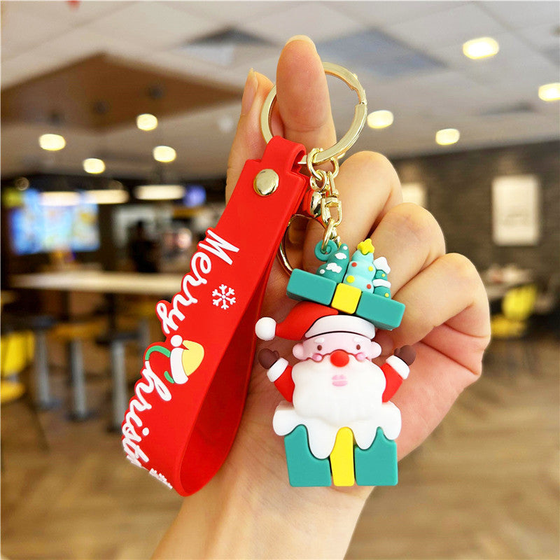 Goma suave al por mayor New Christmas Santa Claus Keychain