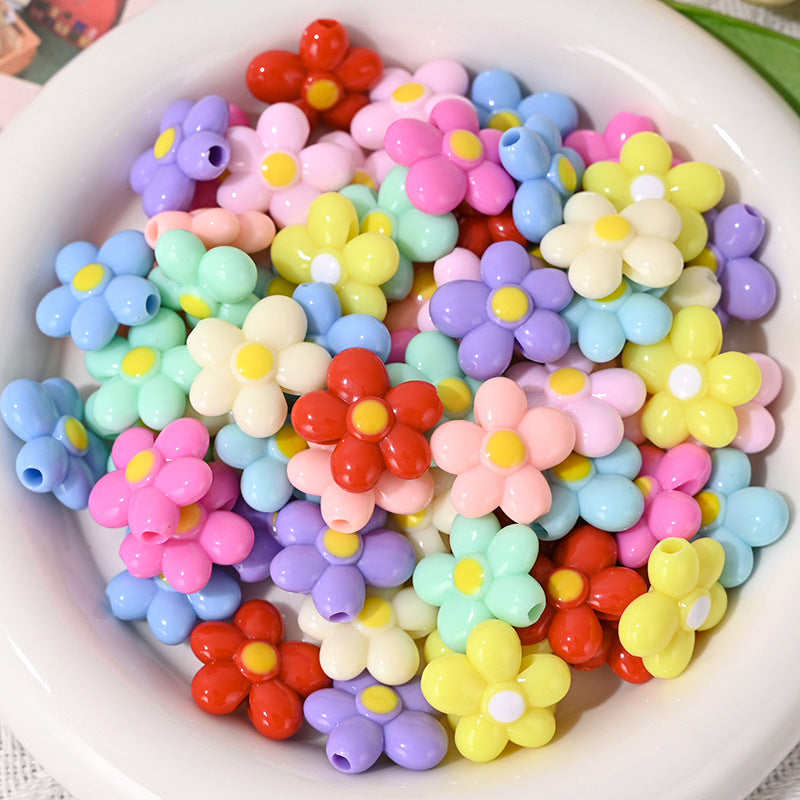 Wholesale 5pcs/pack Colorful Small Flowers with Holes Beads