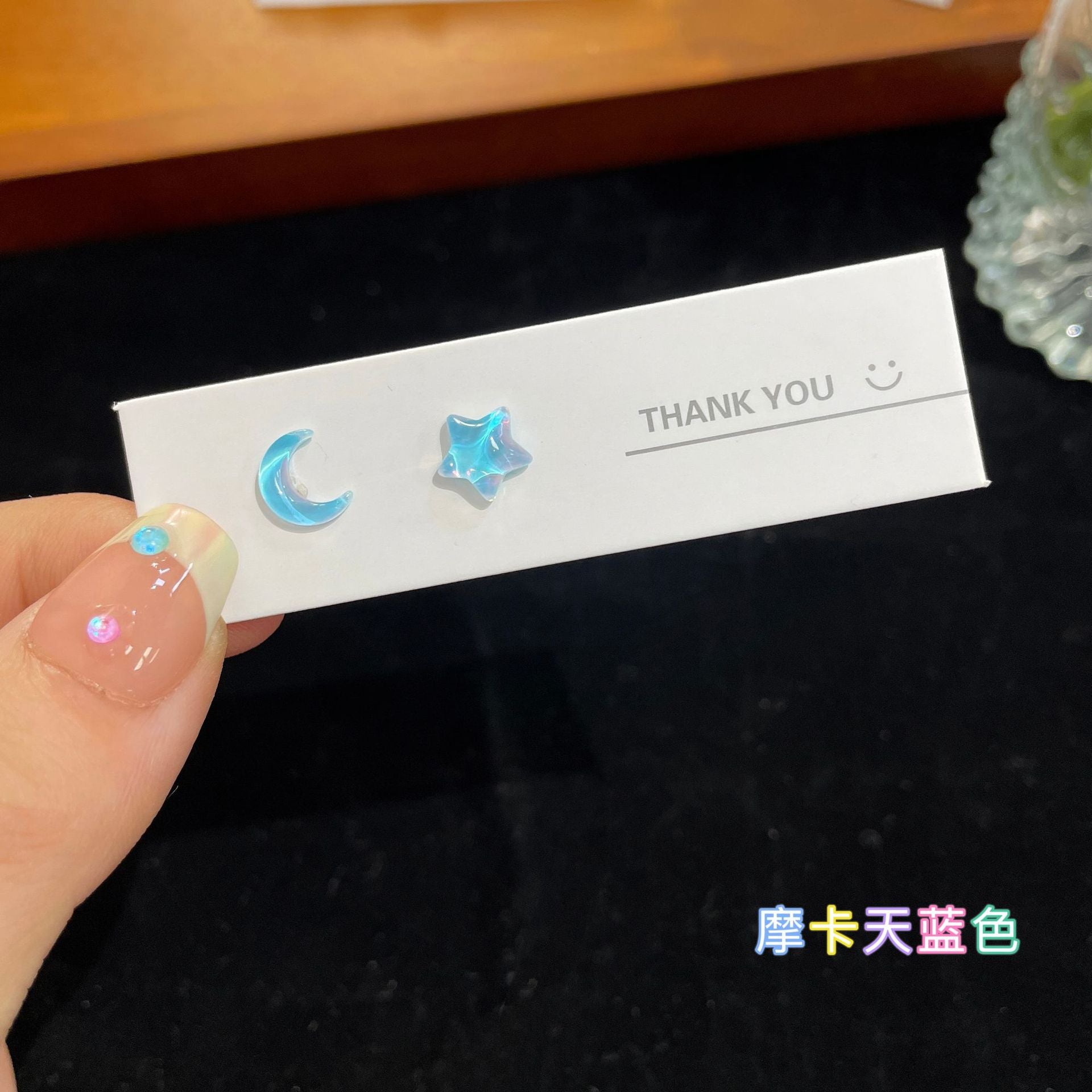 Wholesale Silver Pin Star Moon Girl Stud Earrings