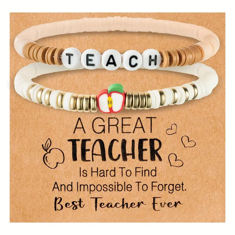 Wholesale  Teachers'  Holiday   Apple Letters Colorful Soft y Bracelet