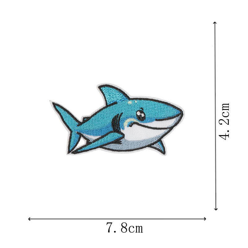 Wholesale Embroidered Ocean Animal Iron On Patches Mermaid Starfish Shark Set Of 10 For ets DIY Craft Supply