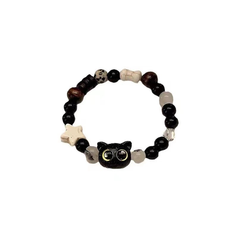 Wholesale Cute Monster Black Sesame Cat Couple Bracelet