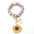 Wholesale Printed Solid Wood Bead Sunflower Wrist Keychain