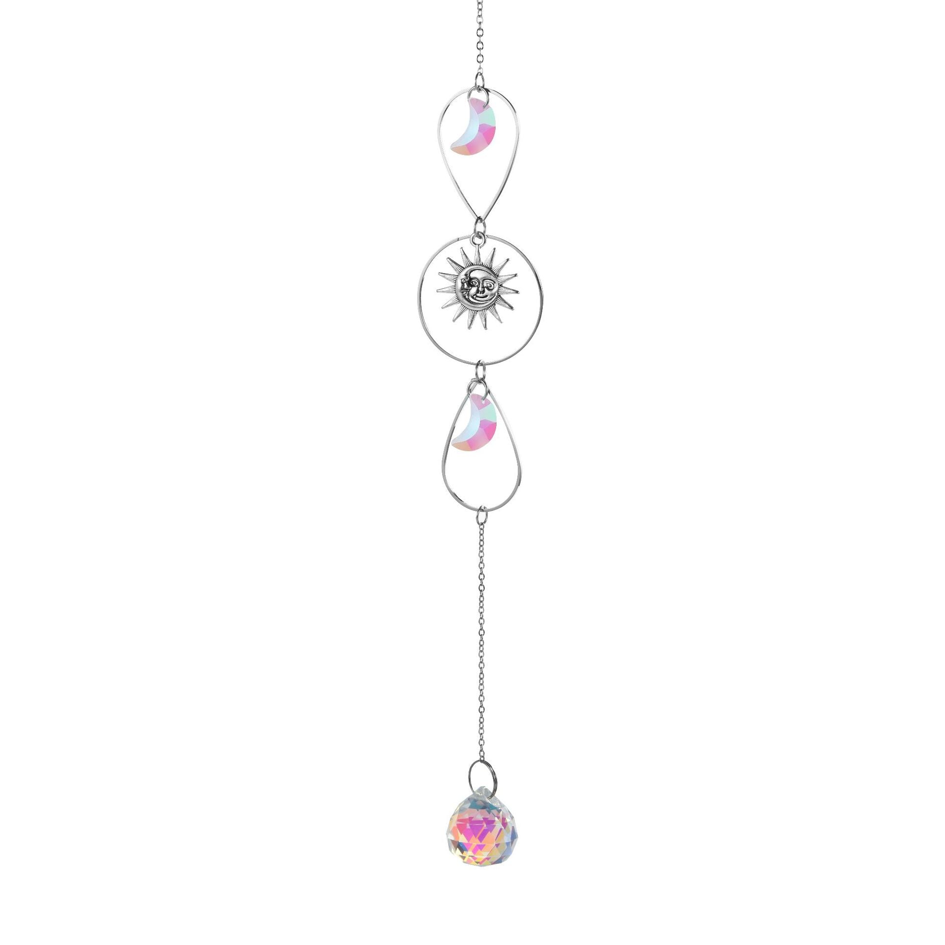 Wholesale silver series crystal wind chimes stars moon sun catcher
