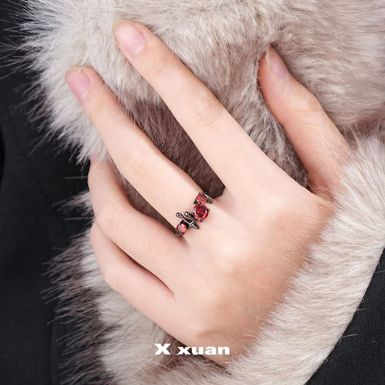 Wholesale Dark Star Zircon Sweet Cool Open Ring
