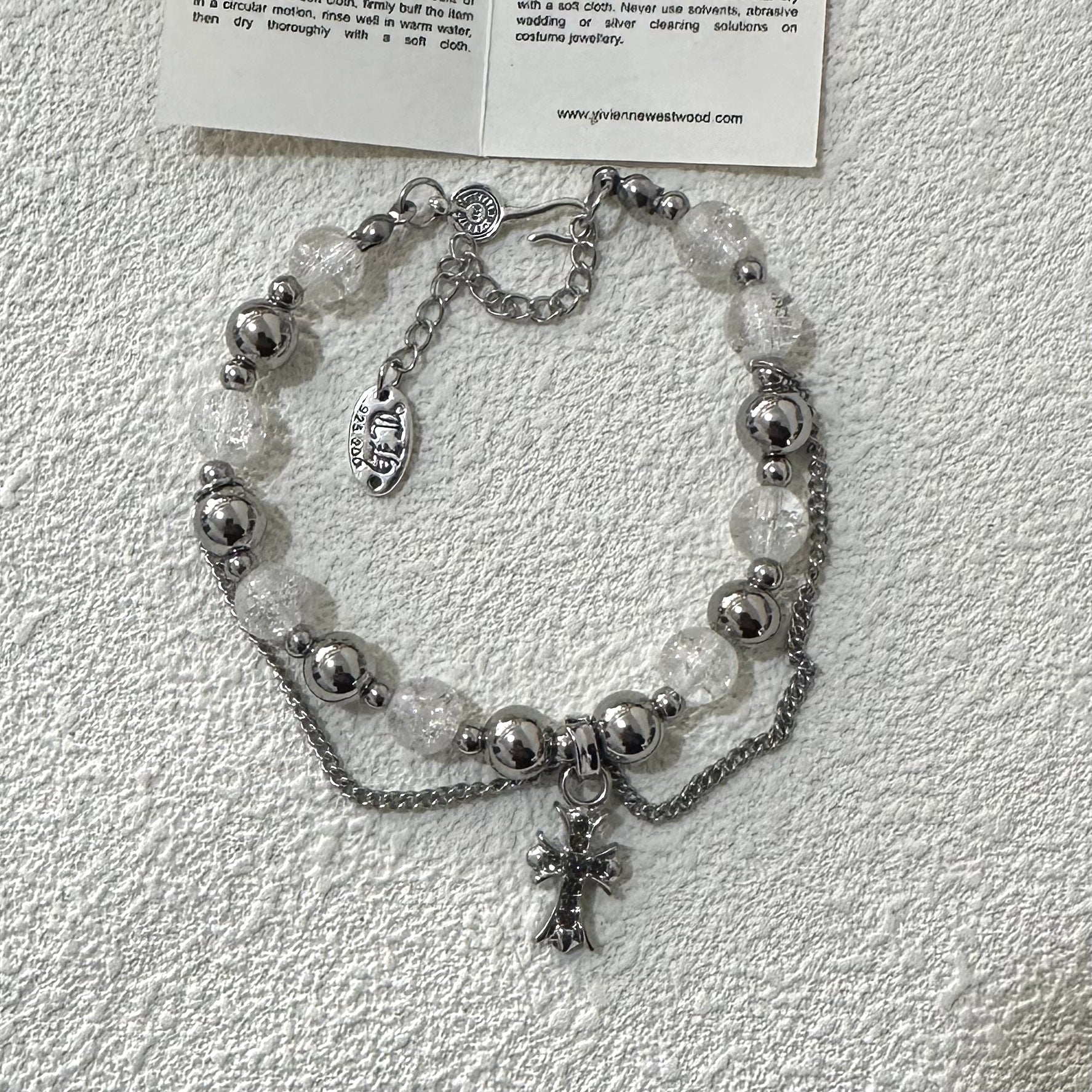 Wholesale ins cold antique silver plated love crown cross flower bracelet