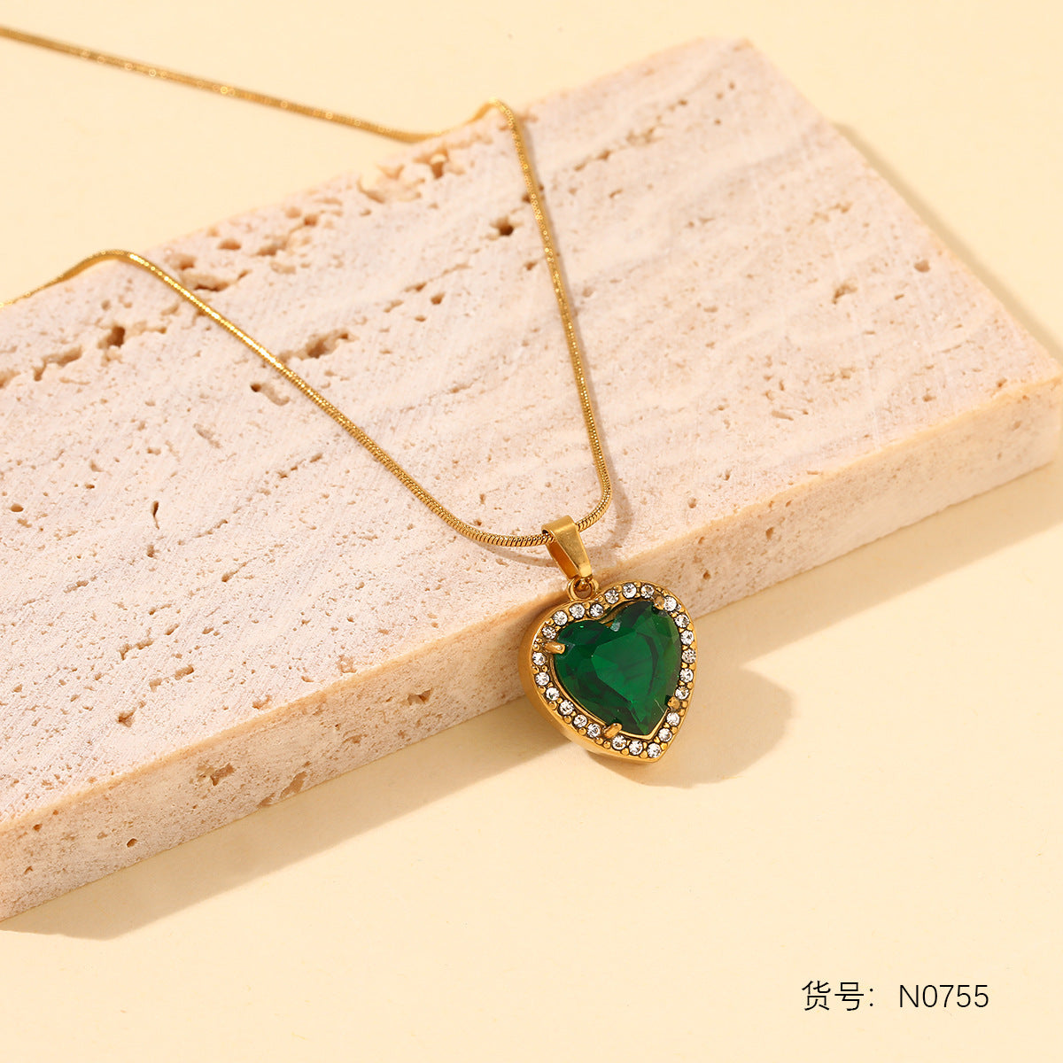 Wholesale Stainless steel diamond inlaid necklace for women