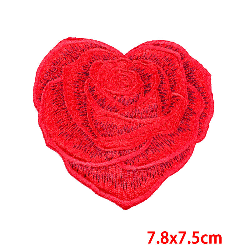 Wholesale 10pcs Punk Flame Embroidery  Rose Skull Down Cloth Sticker DIY Patches