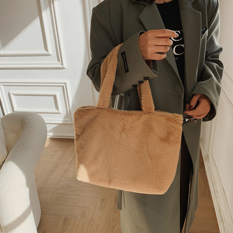 Wholesale Autumn and Winter Cow Pattern Plush Handbags