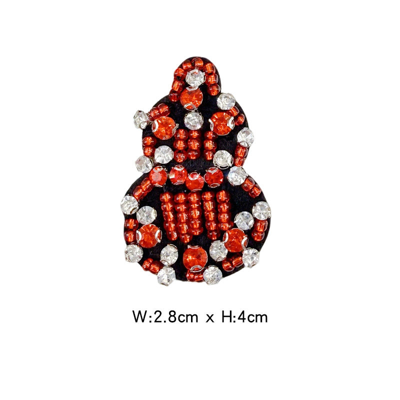 Wholesale Decorative Gourd Shaped Crystal Bead Embroidery Patch DIY Craft Supply For Clothing Bags Towels