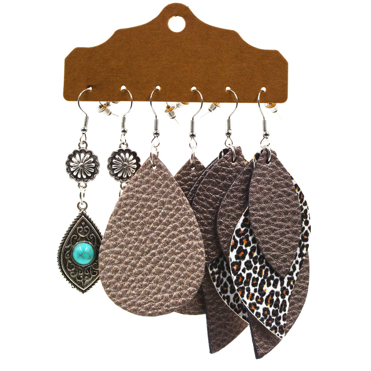Wholesale Multi-layered Leather Earrings Symmetrical Love Earrings
