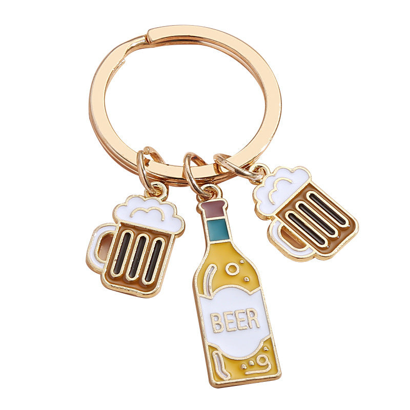 Wholesale Red Wine Beer Oil Drop Alloy Keychain