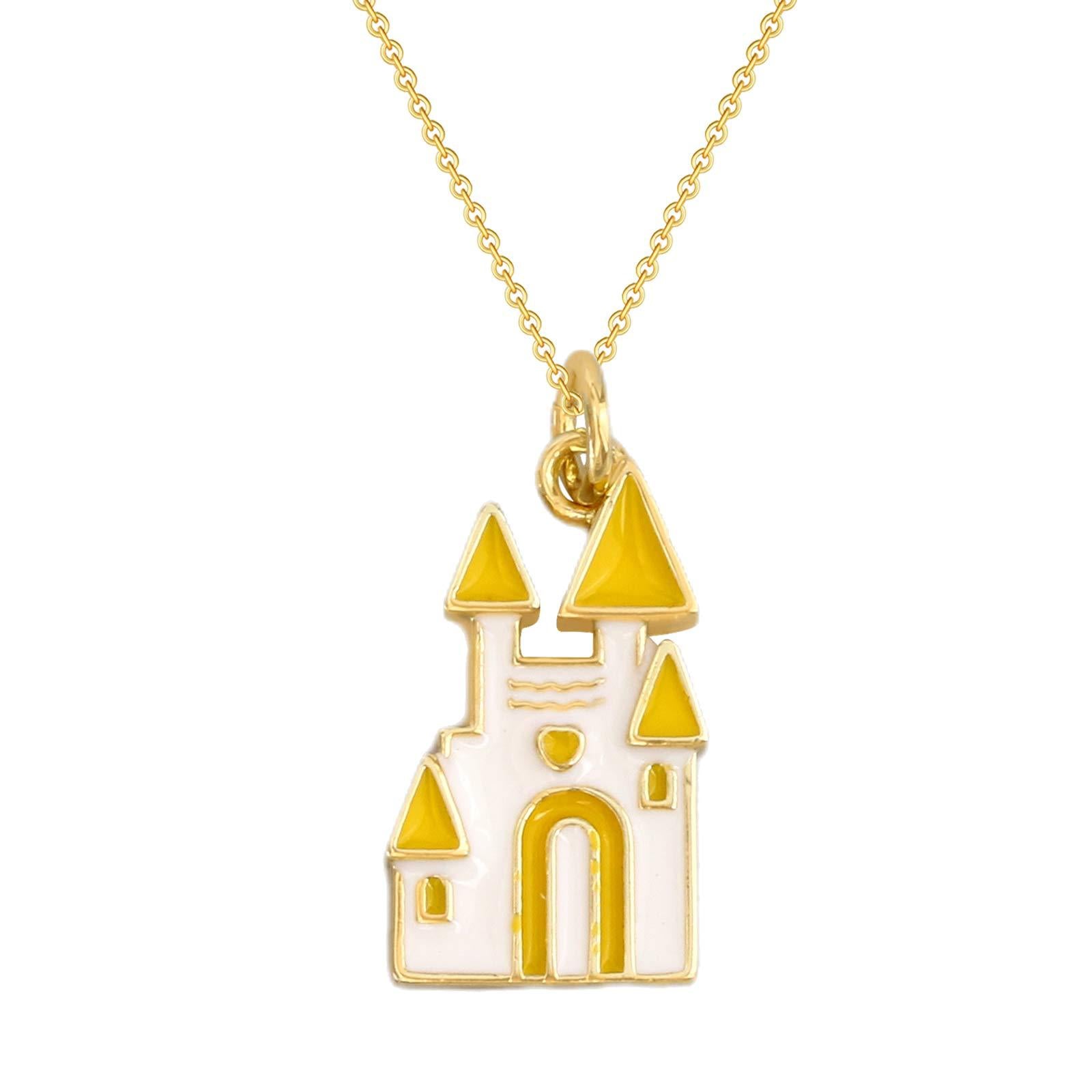 Wholesale Rabbit Unicorn Castle Pendant Necklace Christmas Theme 18K Gold Plated Copper Gift Boutique Resale