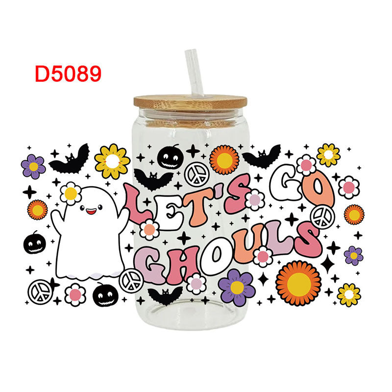 Wholesale Skeleton Ghost Halloween Series  16oz Cup UV DTF Wraps