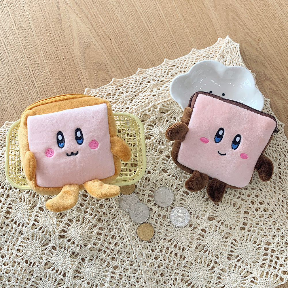 Wholesale Square Toast Coin Purse Storage Bag Creative Plush Mini Wallet