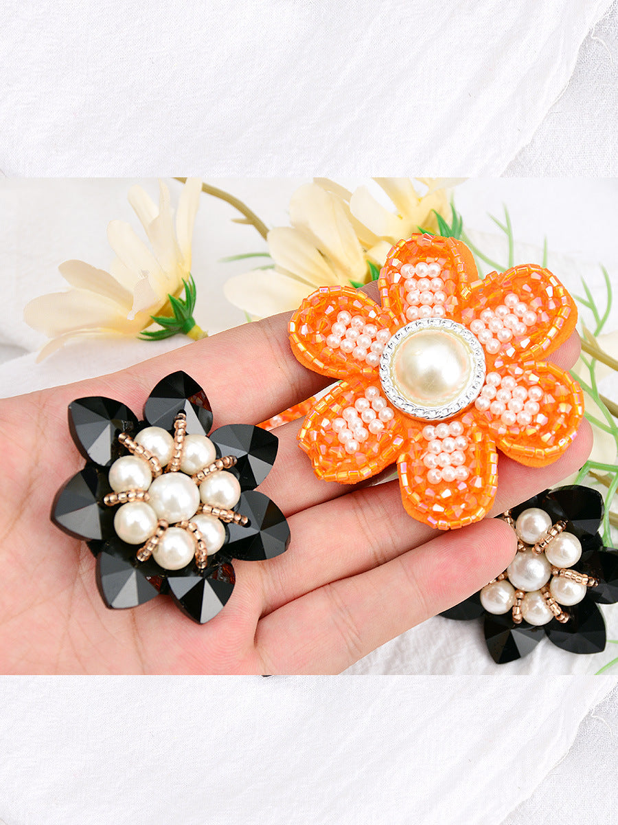 Wholesale DIY Handmade Beaded Cloth Patch Pearl Crystal Color Flower Hat Clothing Decoration