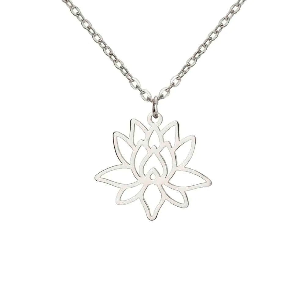 Wholesale Fashion Hollow Lotus Moon Stainless Steel Women's Necklace