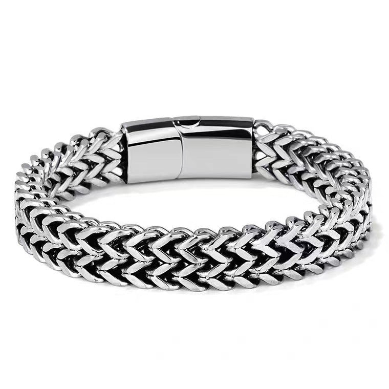 Wholesale Titanium steel bracelet double row square chain magnet clasp bracelet