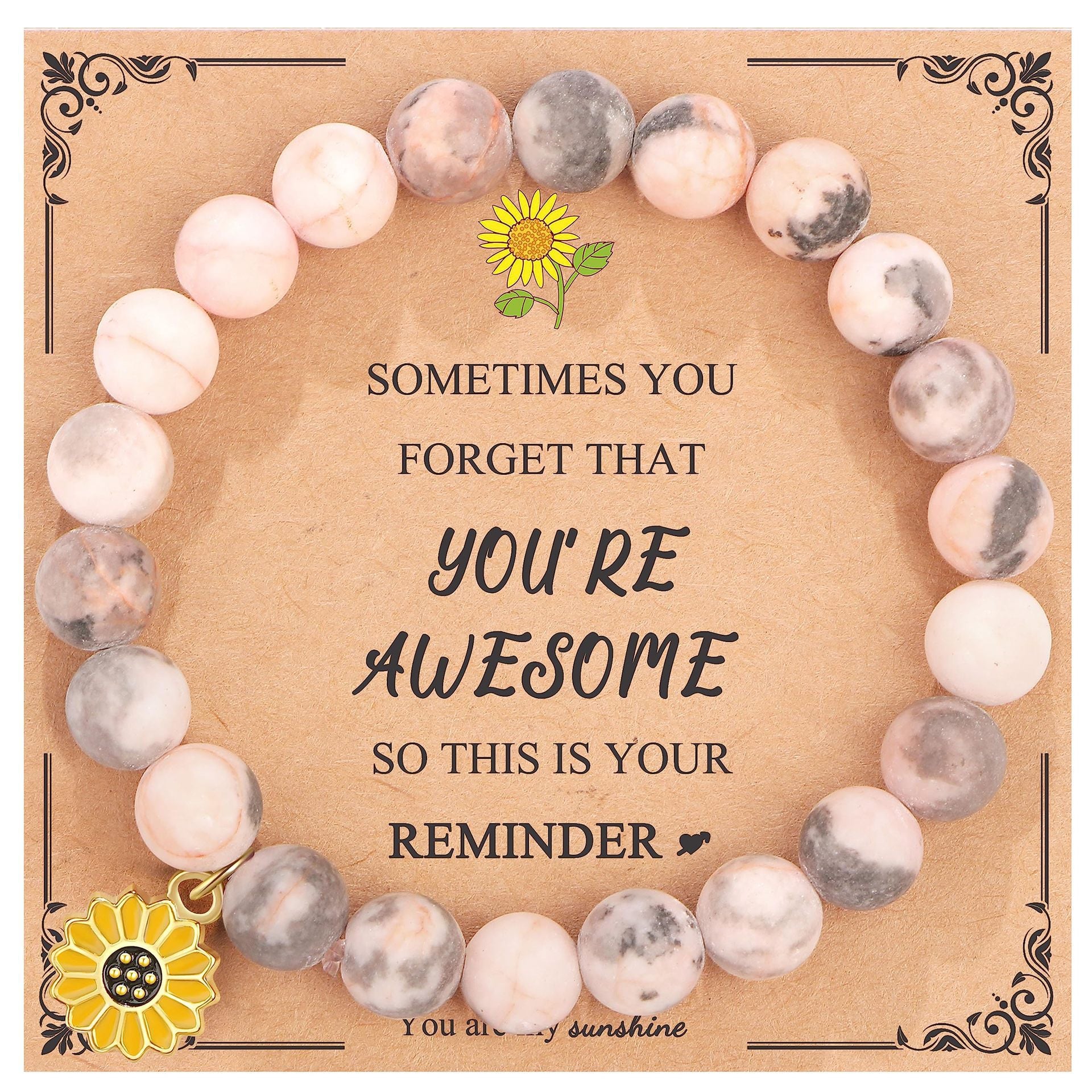 Wholesale Zebra Natural Stone Rhodolite Handmade Sunflower Bracelets