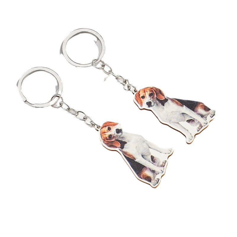 Wholesale of Wooden Cute Puppy Keychains
