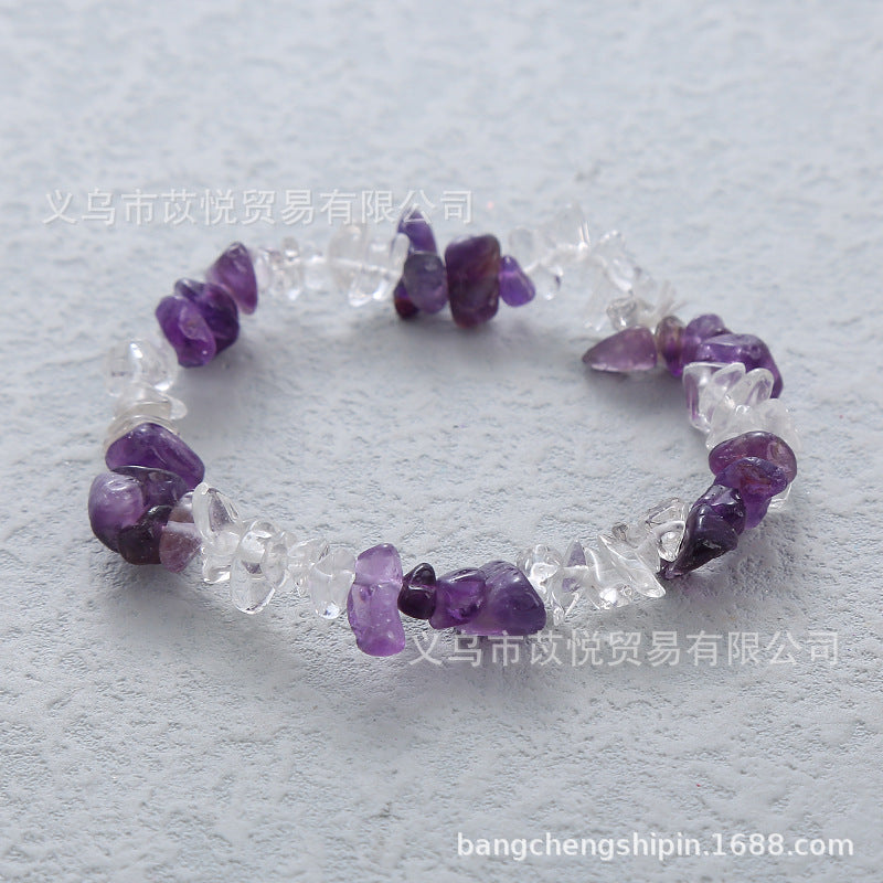 Wholesale 5pcs natural crystal gravel elastic bracelet colorful gravel bracelet