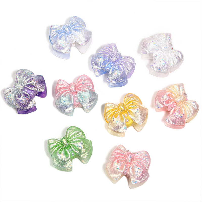 Wholesale 10pcs/pack  Double-sided gradient glitter bow beads Fancy Beads
