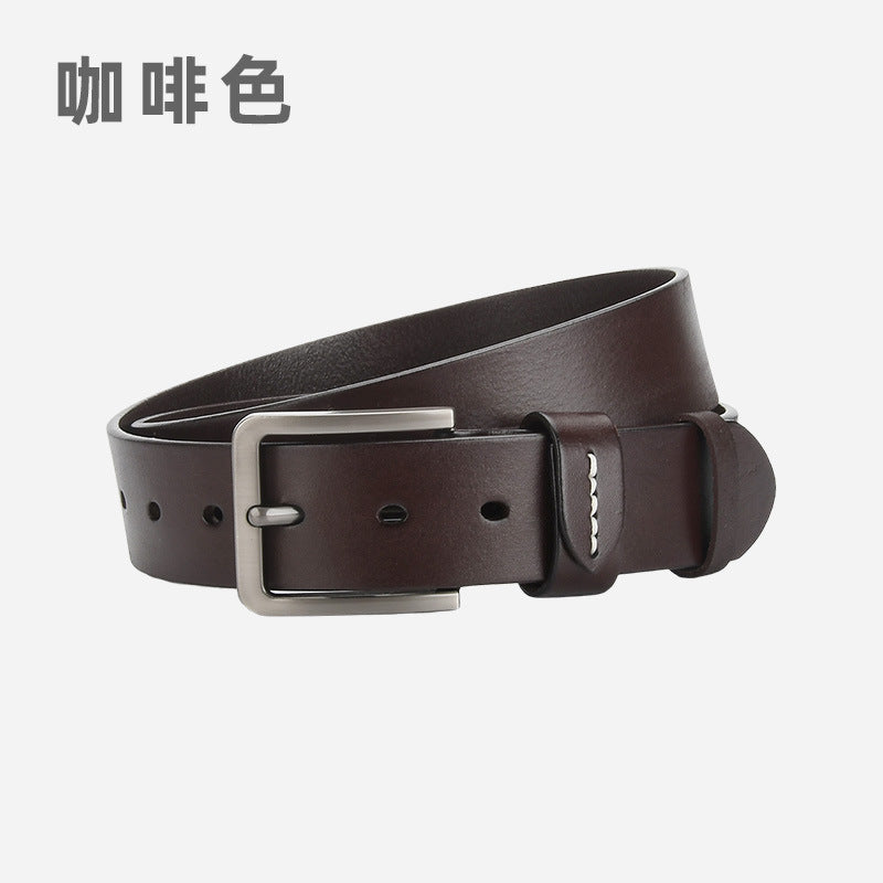 Wholesale Top-grain genuine leather men' s pin buckle casual belt
