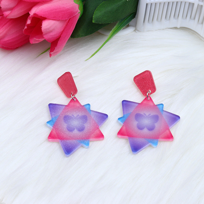 Wholesale Valentine' s Day Earrings Acrylic Splicing Fashionable t Heart Earrings