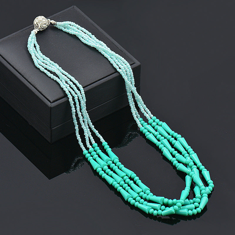 Wholesale Rhinestone Magnetic Clasp Multicolor Bar Crystal Beads Bracelet Necklace