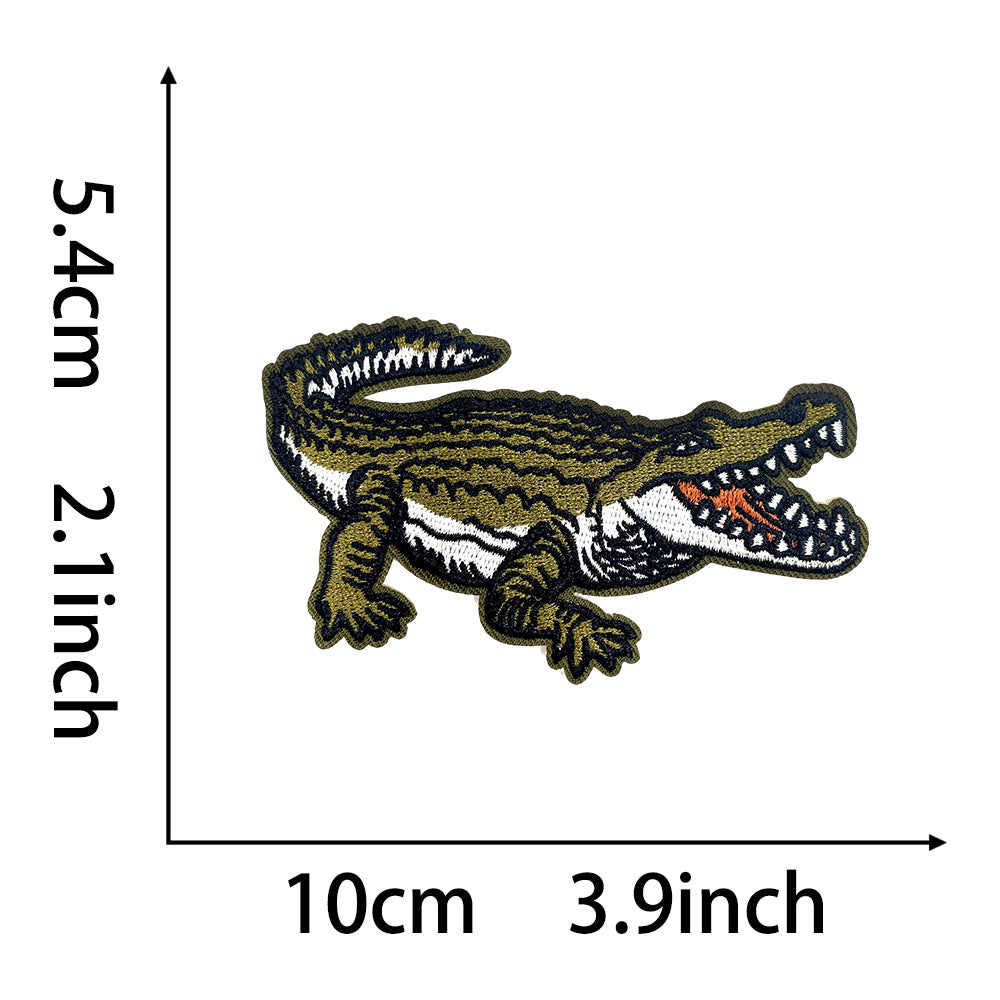 Wholesale Polyester Embroidered Cartoon Crocodile Patch DIY Iron On Applique For Shoes Hats Fashion Accessory