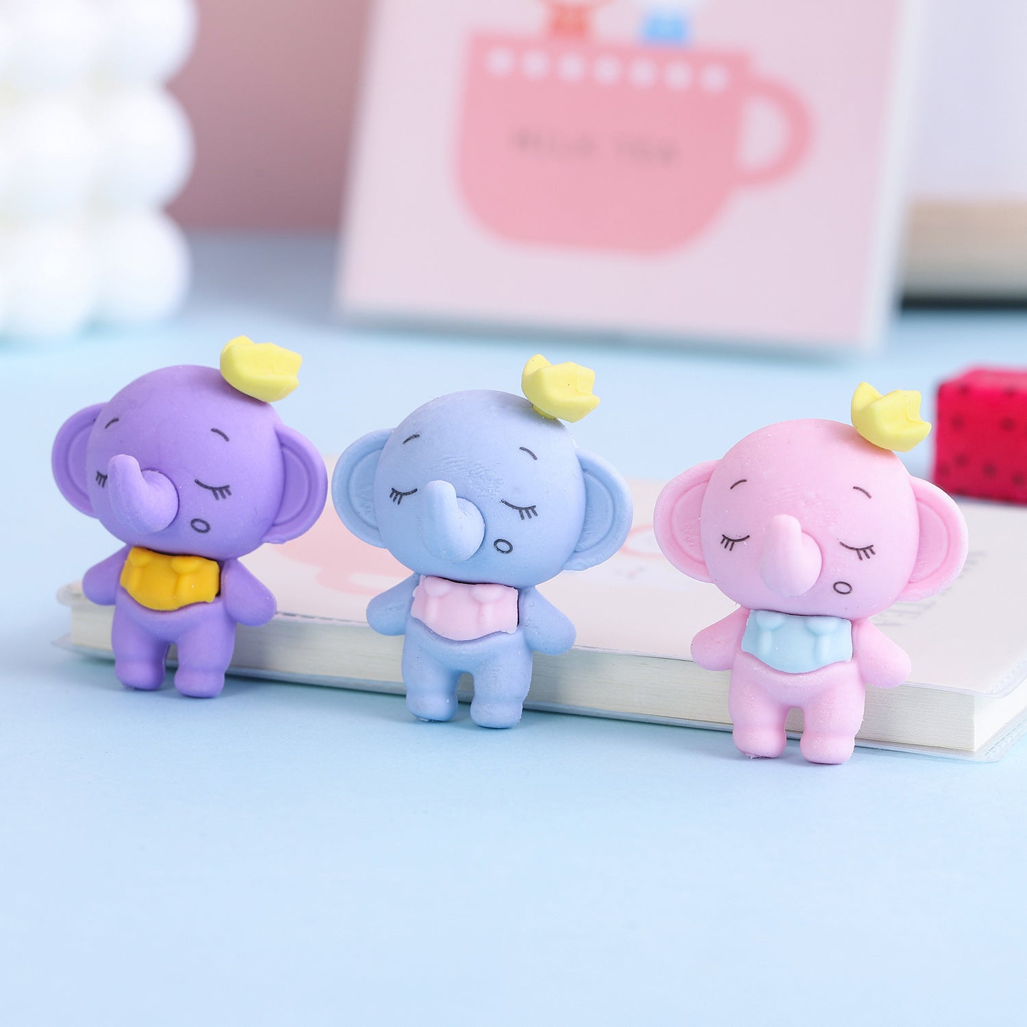 Wholesale New Cute Candy Color Elephant Shape TPR Eraser