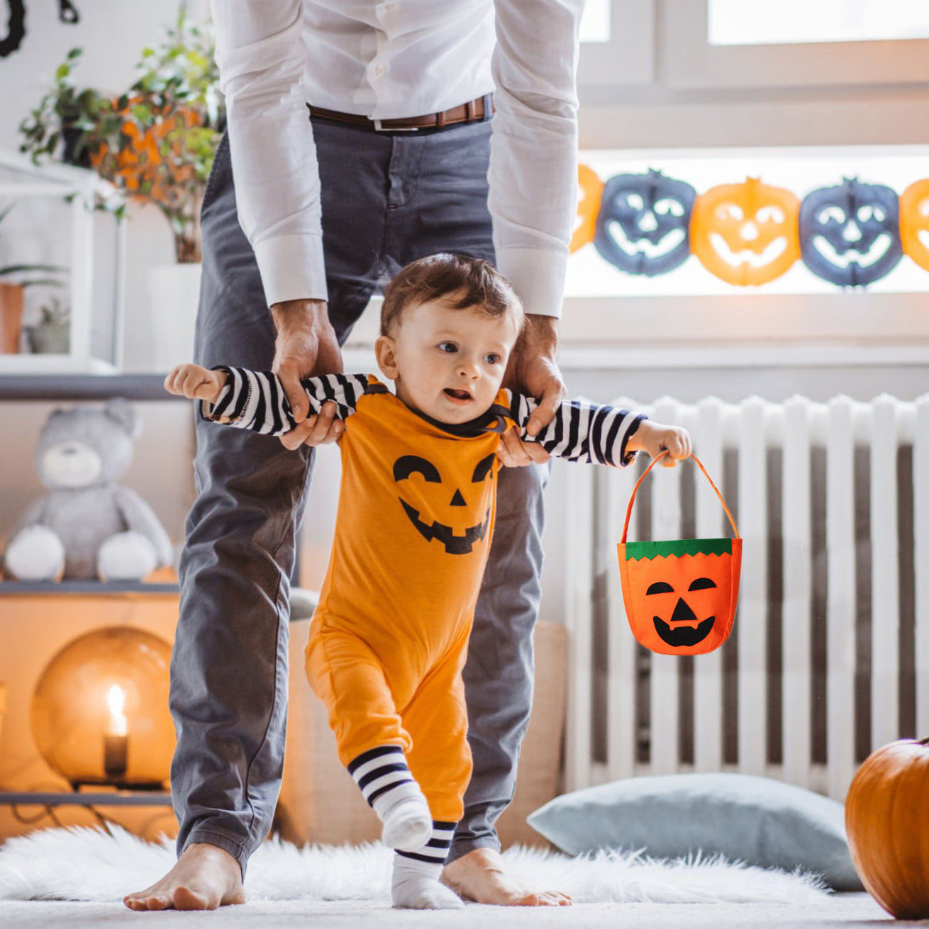 Wholesale  Halloween Pumpkin Bag Non-woven Bag Candy Bag Halloween Hand Candy Pumpkin Bag