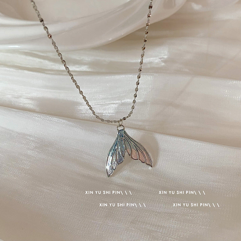 Wholesale Colorful blue and purple fishtail necklace