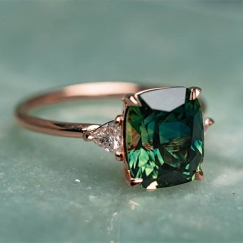 Wholesale New Square Four Claw Inlaid Zircon Copper Ring