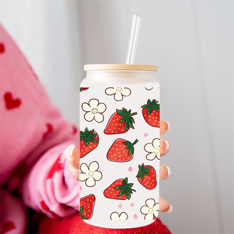 Wholesale Colorful strawberries 16oz Cup UV DTF Wraps