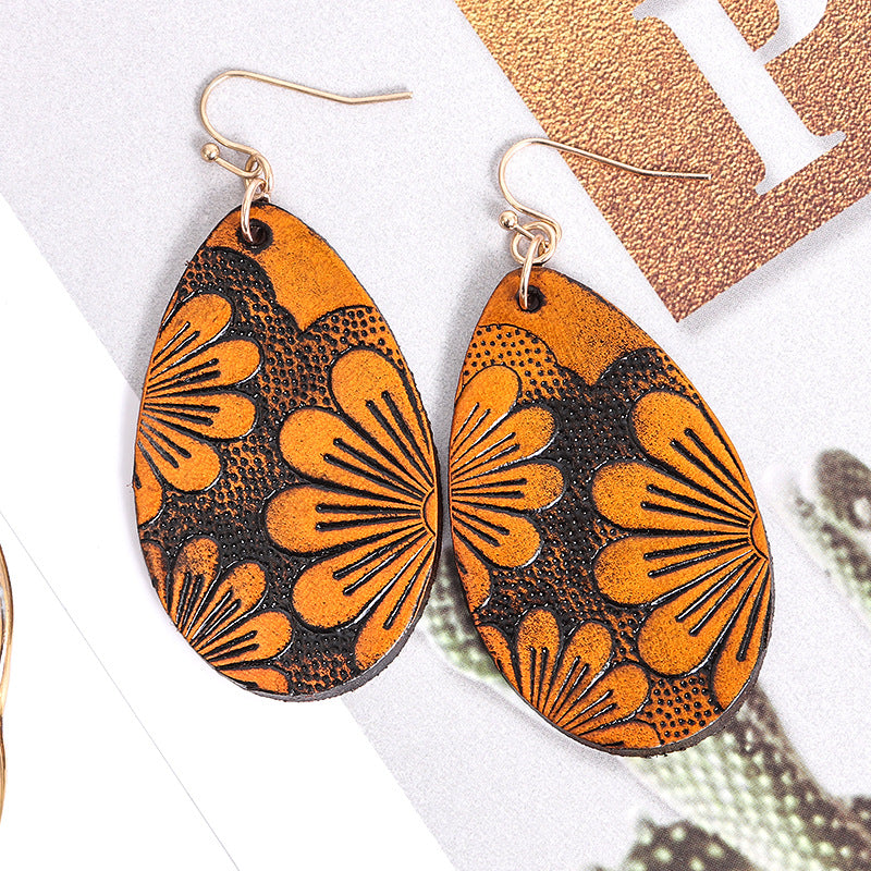 Wholesale Embossed Vintage Metal Earrings