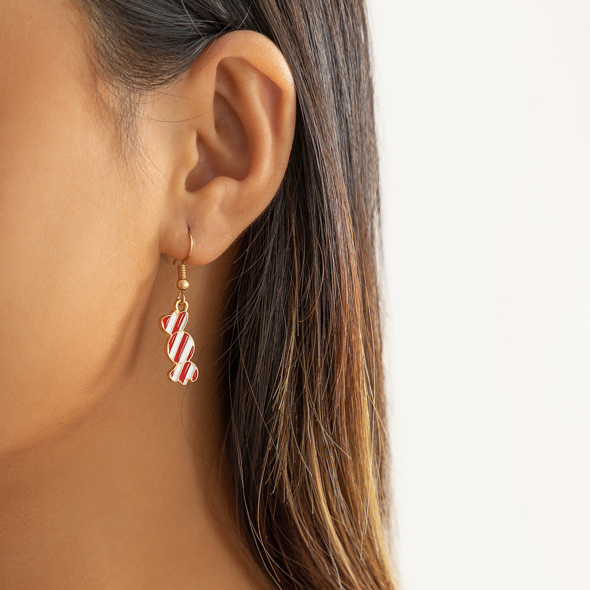 Wholesale Colorful light bulb snowman candy Christmas earrings