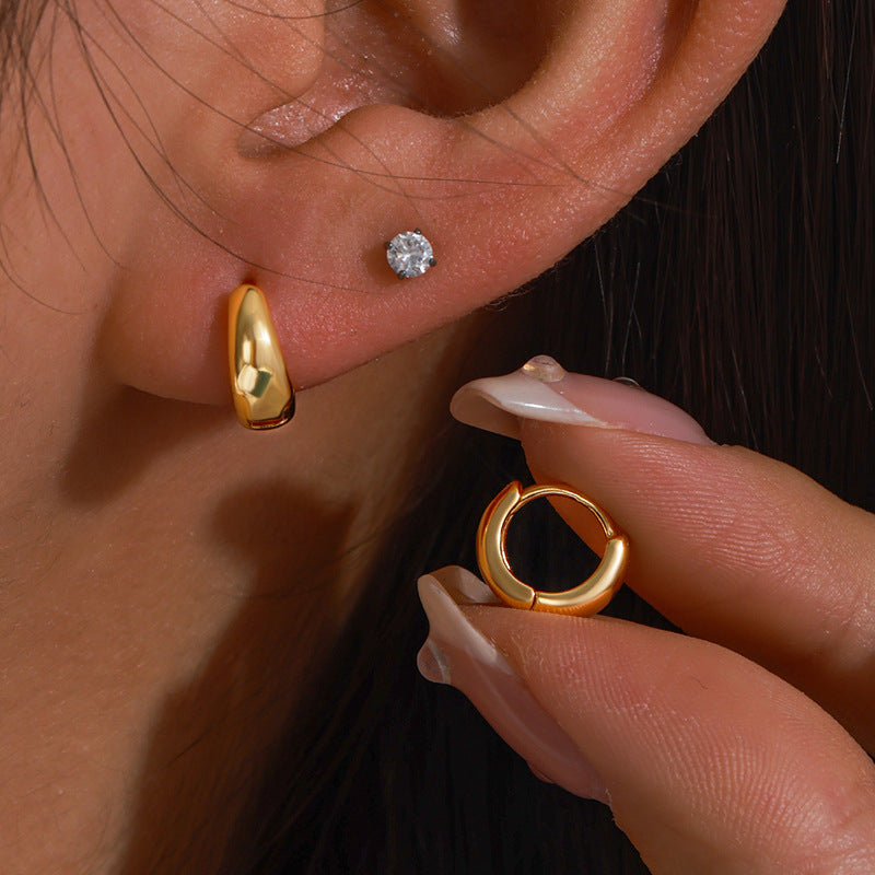 Wholesale Premium Light Luxury Plated Gold Face Earrings