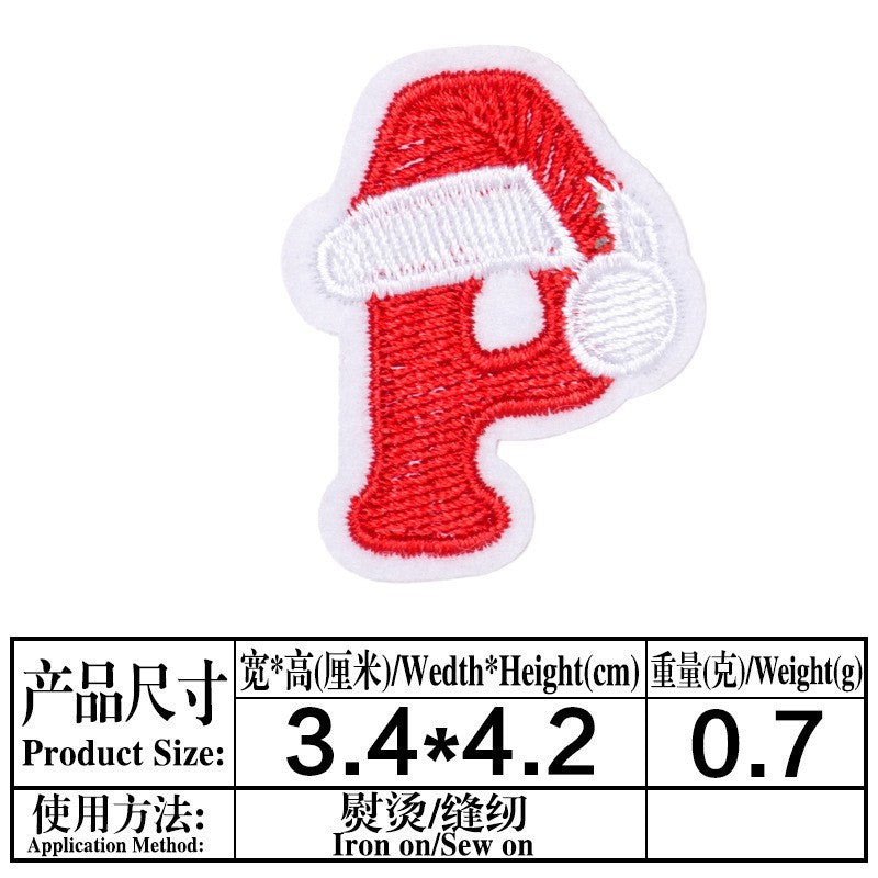 Wholesale Christmas 26 Letter Embroidery Patch Set Iron On DIY For Clothing Towels Gift