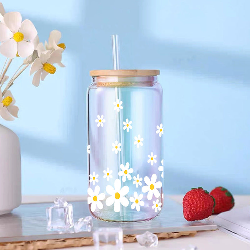 Wholesale colorful flowers 16oz Cup UV DTF Wraps