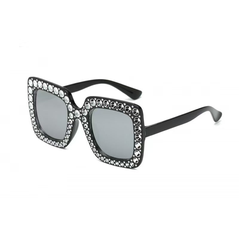 Wholesale Large box diamond studded street photography UV resistant sunglasses