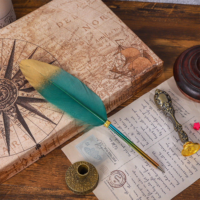 Wholesale 10pcs/pack Gradient Color Feather Pen Ballpoint Pen