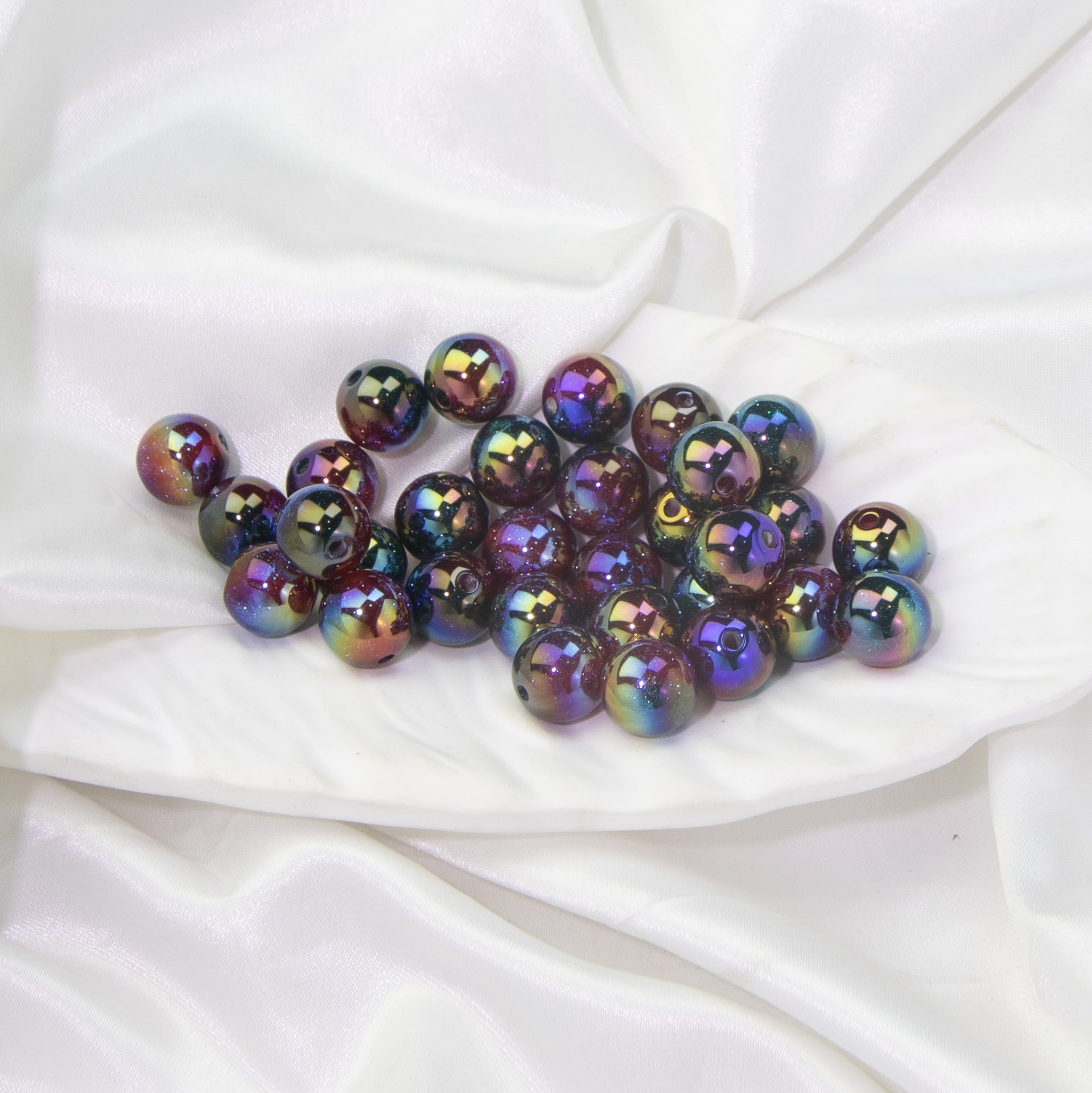 Wholesale 20pcs Starry Sky Two-color Gilded Round Beads