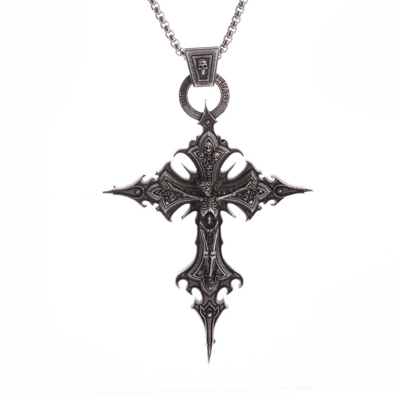 Wholesale Gothic Skull Cross Pendant Necklace