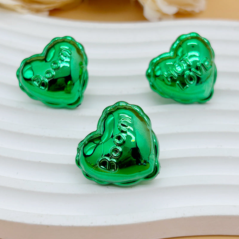 Wholesale 20pcs Acrylic Uv Plated Metal Christmas Balloon Heart  Crystal Beads